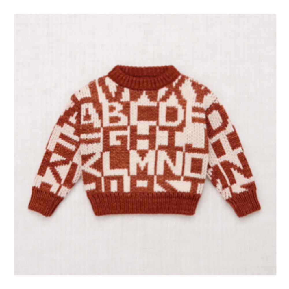 NWT Misha & Puff Kids Alphabet Intarsia Sweater in Henna Sz 4/5y - Picture 1 of 6
